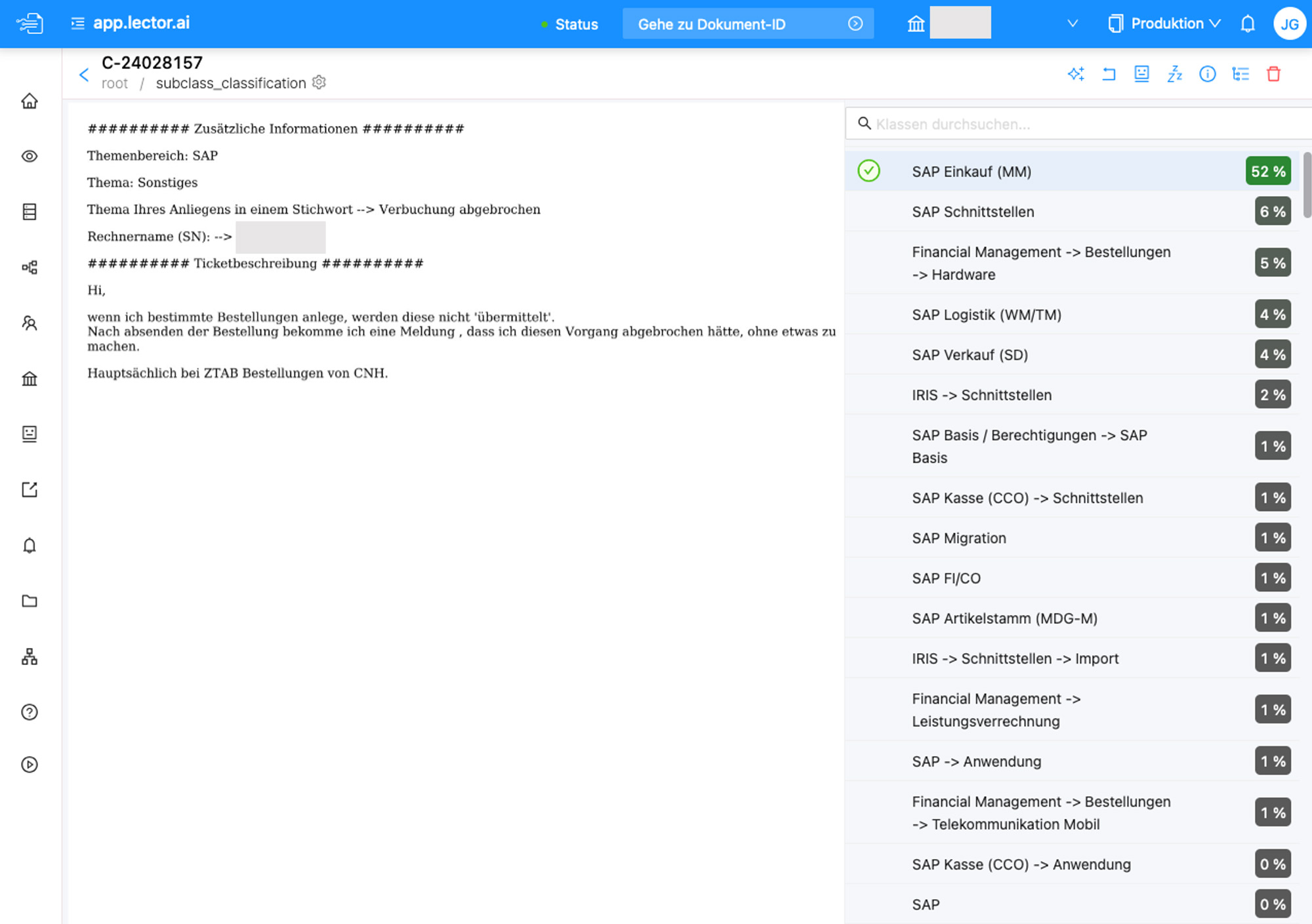 Classification screenshot 1